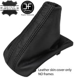 BLACK & BLACK STRIPE TOP GRAIN LEATHER MANUAL GEAR GAITER FOR PEUGEOT 208 12-18