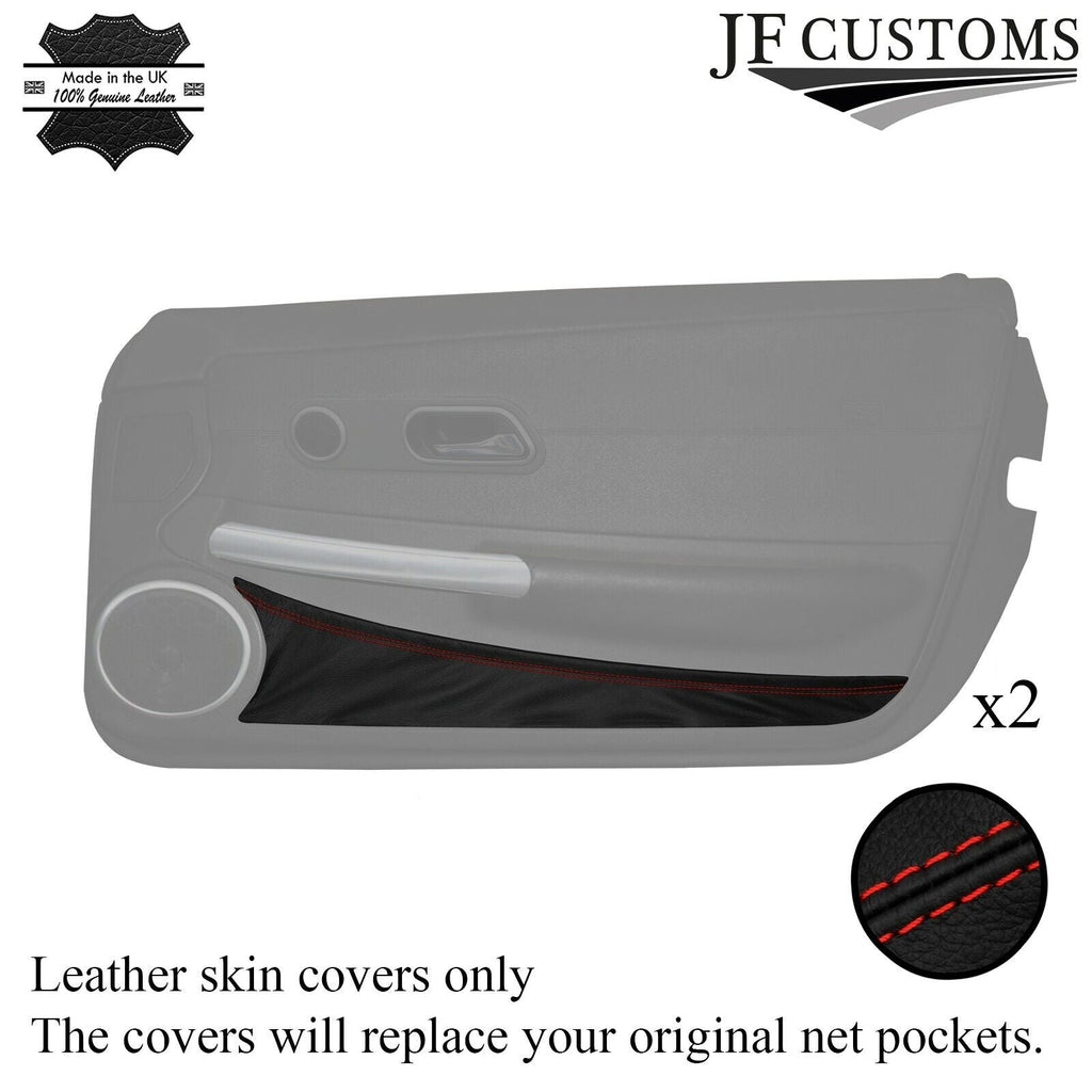 RED STITCH 2X DOOR CARD POCKET LEATHER COVERS FOR CHRYSLER CROSSFIRE 04-08