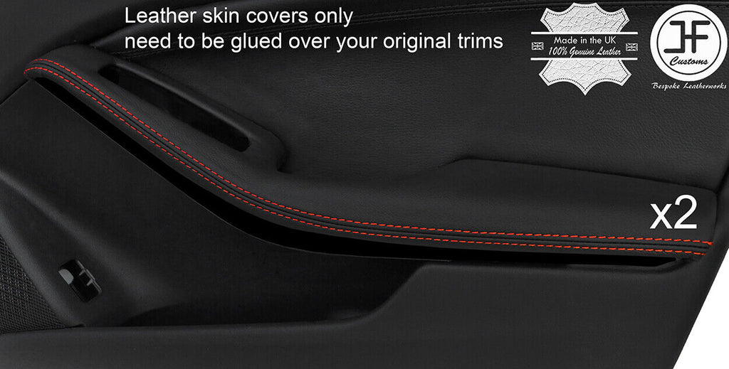 RED STITCH 2X FRONT DOOR HANDLE ARMREST LEATHER COVERS FOR MERCEDES GLA 14-18