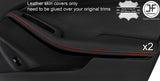 RED STITCH 2X FRONT DOOR HANDLE ARMREST LEATHER COVERS FOR MERCEDES GLA 14-18