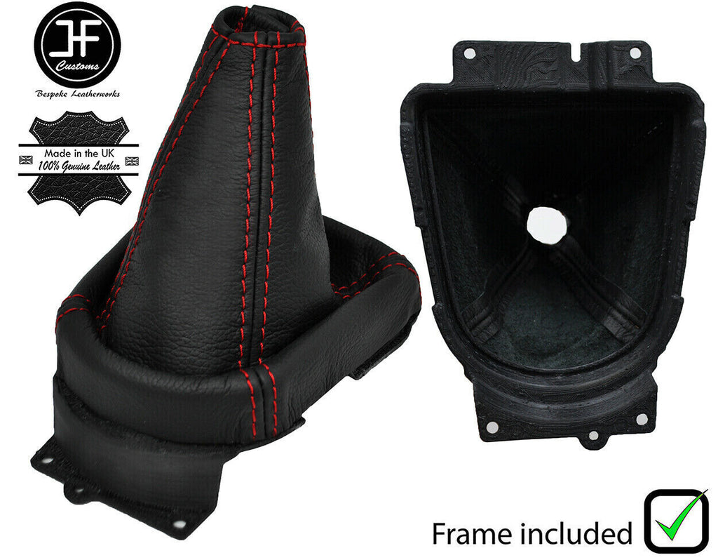RED  STITCH LEATHER GEAR GAITER+PLASTIC FRAME FOR CITROEN C-CROSSER 07-13