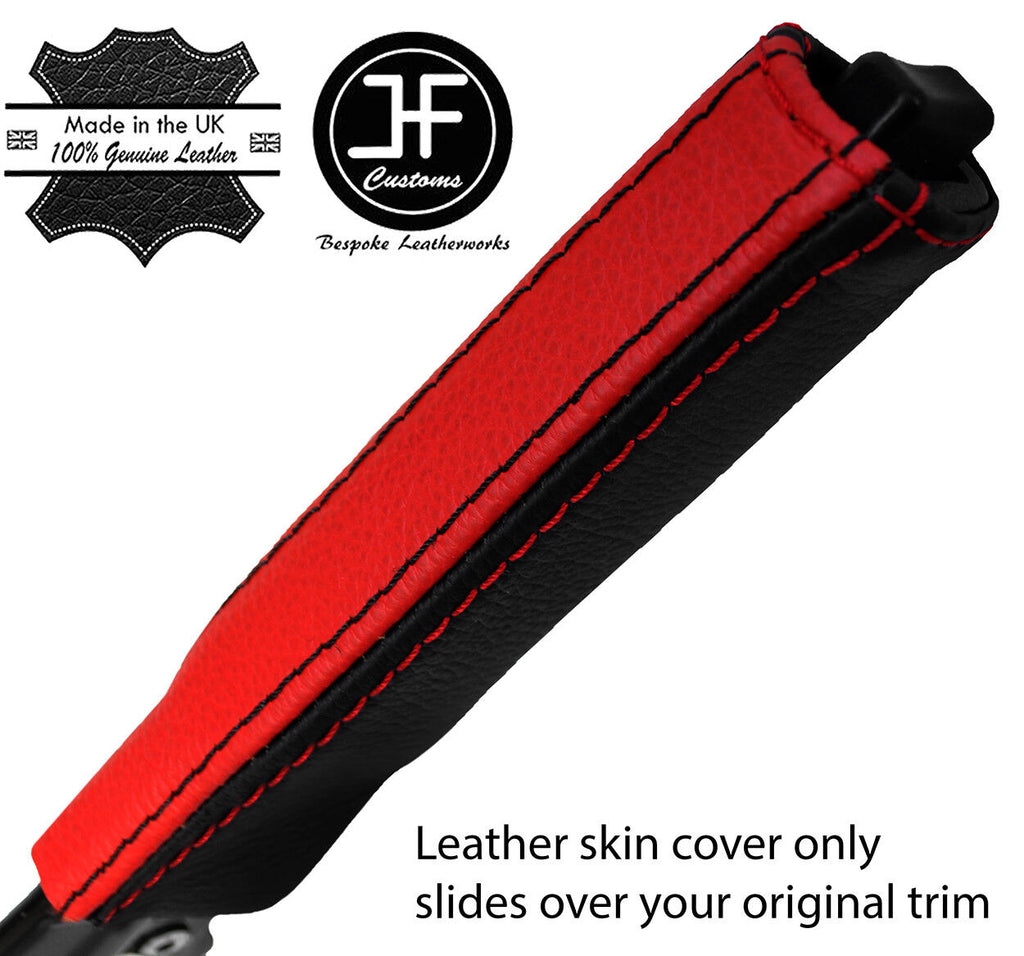 BLACK & RED STRIPE LEATHER HANDBRAKE HANDLE COVER FOR MERCEDES SLK R170 96-04