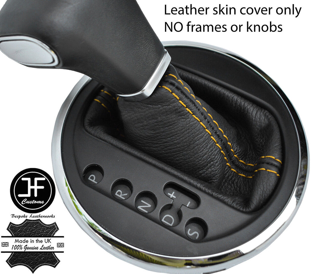 YELLOW STITCH AUTO AUTOMATIC LEATHER GEAR GAITER FOR VW T5 TRANSPORTER CARAVELLE