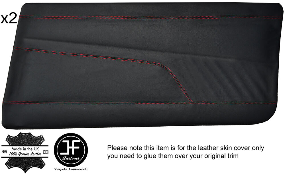 RED STICH 2X FRONT DOOR CARD LEATHER COVER FITS ALFA ROMEO SPRINT ALFASUD MK3