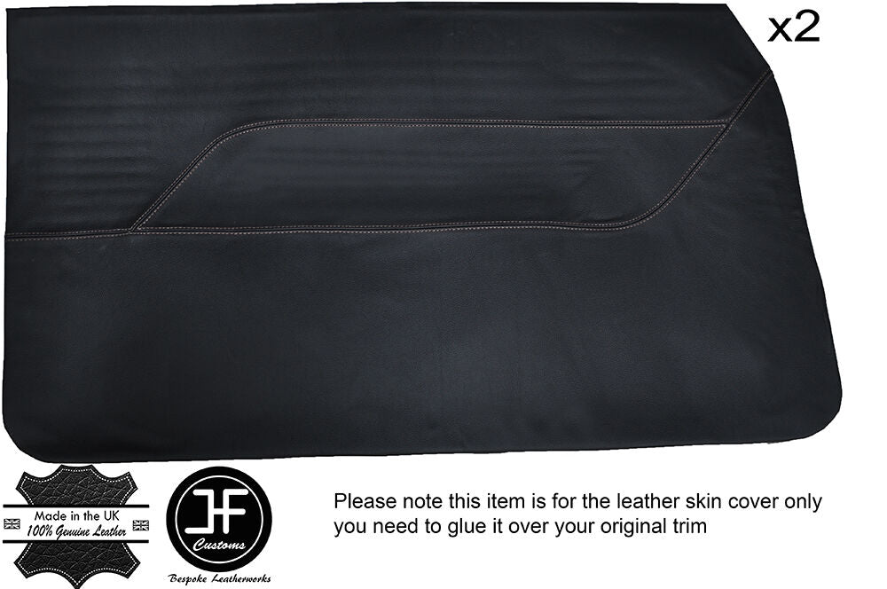 GREY STITCH 2X FRONT DOOR CARD LEATHER COVER FITS FORD ANGLIA 105E 123E