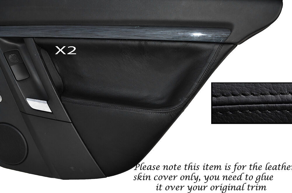 BLACK STITCH 2X REAR DOOR CARD SKIN COVERS FITS VAUXHALL OPEL VECTRA C SIGNUM
