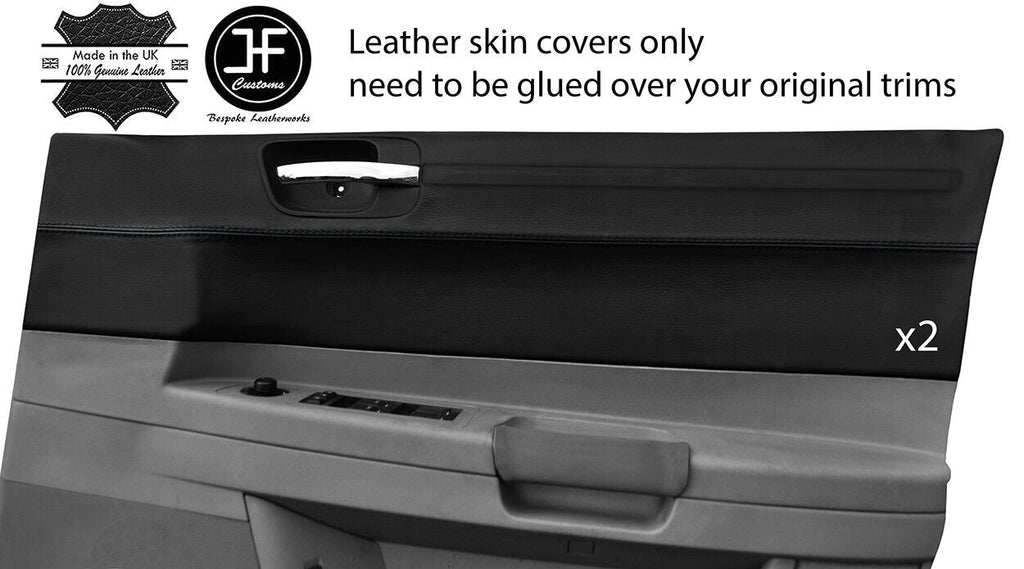 BLACK STITCH 2X FRONT DOOR CARD TRIM LEATHER COVERS FOR CHRYSLER 300C 2005-2011