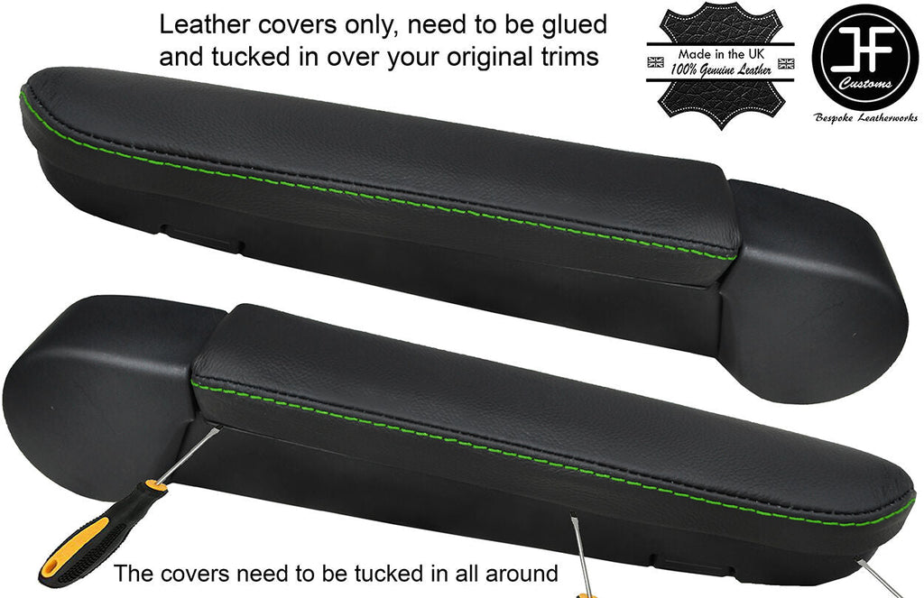 2X  green stitch FITS VW T5 TRANSPORTER CARAVELLE CAMPER ARMREST COVERS