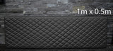BLACK LEATHER WITH PADDED DIAMOND STITCH 1Mx0.5M UPHOLSTERY FURNITURE AUTO