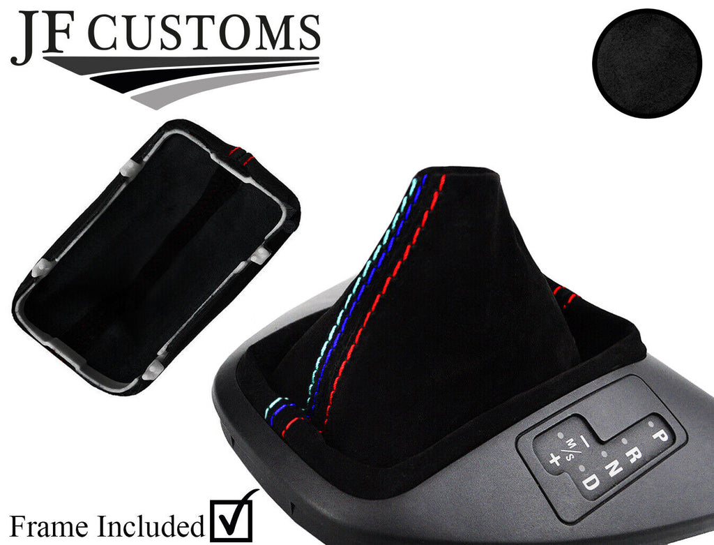 RED & TRI STITCH LUXE-SUEDE AUTOMATIC GEAR PLASTIC FRAME FOR BMW X5 E53 00-06