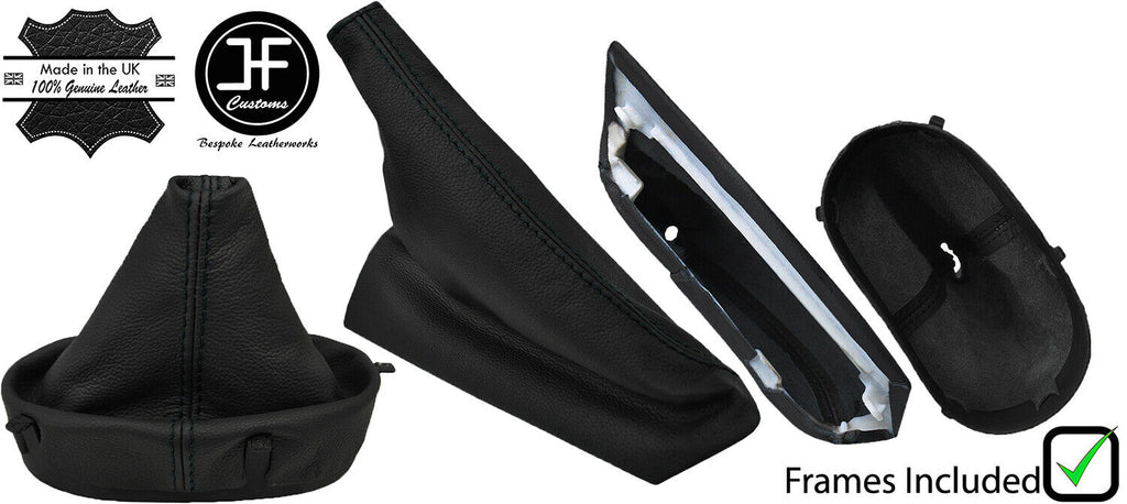 BLACK STITCH LEATHER MANUAL GAITER SET+PLASTIC FRAME FOR CORVETTE C6 2005-2013