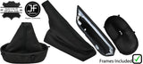BLACK STITCH LEATHER MANUAL GAITER SET+PLASTIC FRAME FOR CORVETTE C6 2005-2013