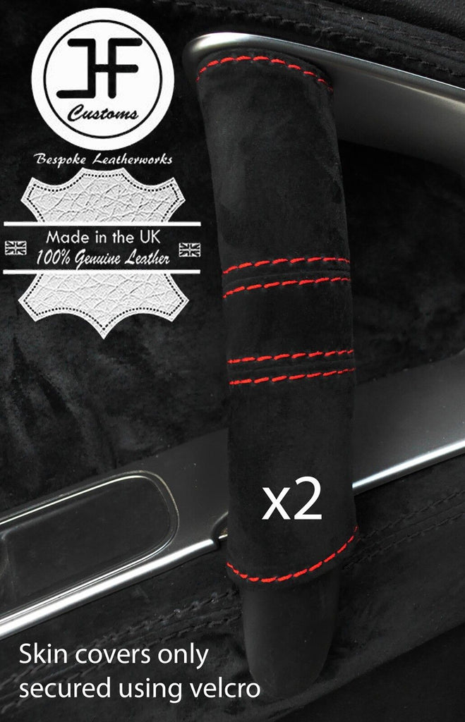 RED STITCHING 2X DOOR HANDLE REAL SUEDE COVERS FOR ALFA ROMEO MITO 2008-2017