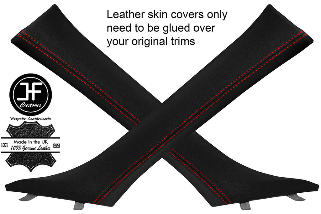RED STITCH 2X A POST PILLAR LEATHER COVERS FITS BMW 3 SERIES F30 F31 11-18