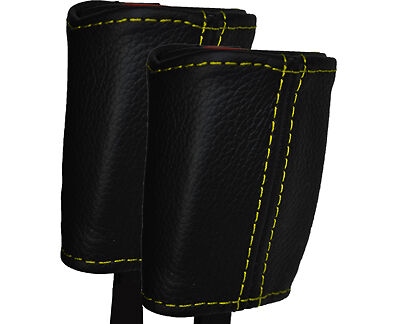 YELLOW STITCH FITS RENAULT MEGANE 08-12 2X FRONT SEAT BELT STALK COVERS