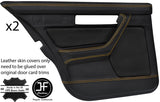 YELLOW STITCH 2X REAR FULL DOOR CARD LEATHER COVERS FITS BMW 5 SERIES E34 87-97