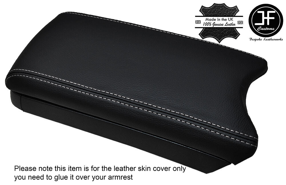 WHITE STITCH ARMREST LID GENUINE LEATHER COVER FITS TOYOTA PRIUS 2012-2015