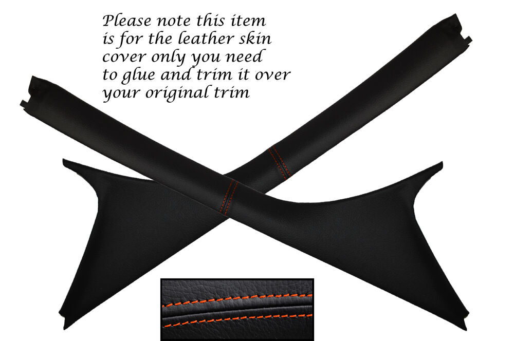 ORANGE STITCH 2X WINDSCREEN A PILLARS LEATHER COVERS FITS SMART FORTWO 451 07-14