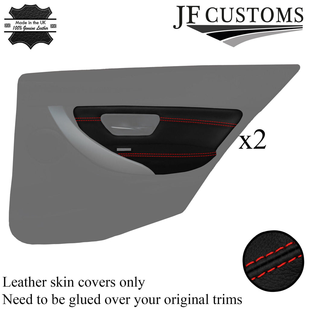 RED STITCH 2X REAR DOOR CARD TRIM + ARMREST COVER FOR BMW F30 11-18 SALOON