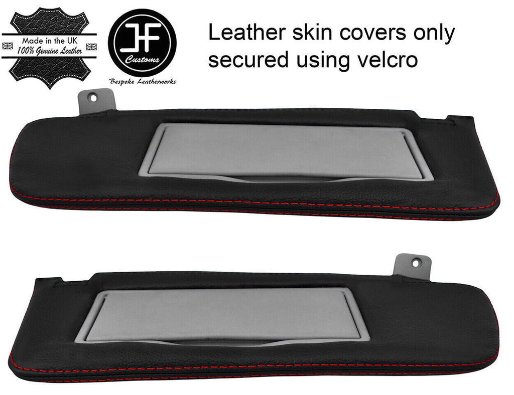 RED STITCH 2X SUN VISORS LEATHER COVERS FITS VAUXHALL VECTRA C SIGNUM STYLE 2