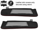 RED STITCH 2X SUN VISORS LEATHER COVERS FITS VAUXHALL VECTRA C SIGNUM STYLE 2