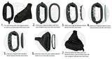 BLACK & BLACK REAL LEATHER AUTO GAITER SET+PLASTIC FRAME FOR CORVETTE C5 97-04