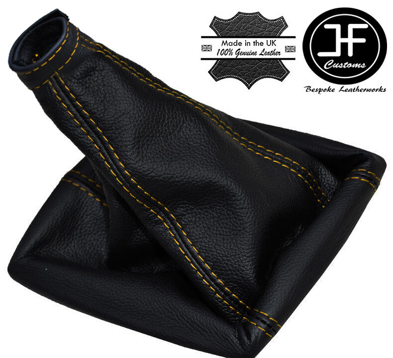 YELLOW STITCH FITS FIAT DOBLO MK2 2010-2015 GEAR GAITER GENUINE LEATHER NEW