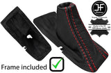 RED STITCH LEATHER HANDBRAKE GAITER+PLASTIC FRAME FOR VOLVO V70 C70 S70 98-00