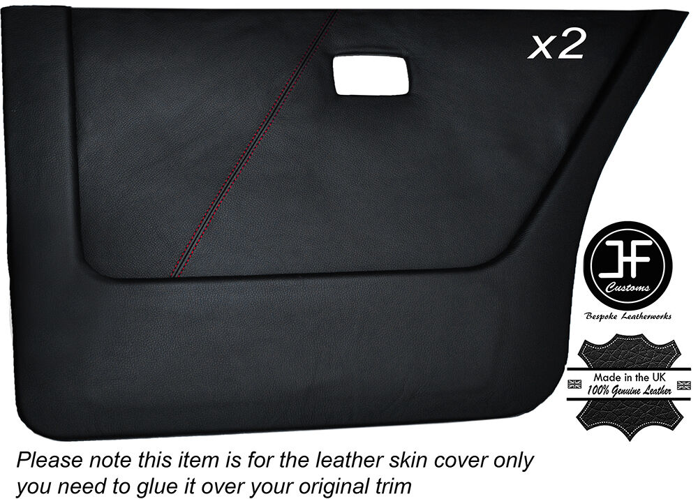RED STITCH 2X REAR DOOR CARD LEATHER COVERS FITS BMW 5 SERIES E28 81-87