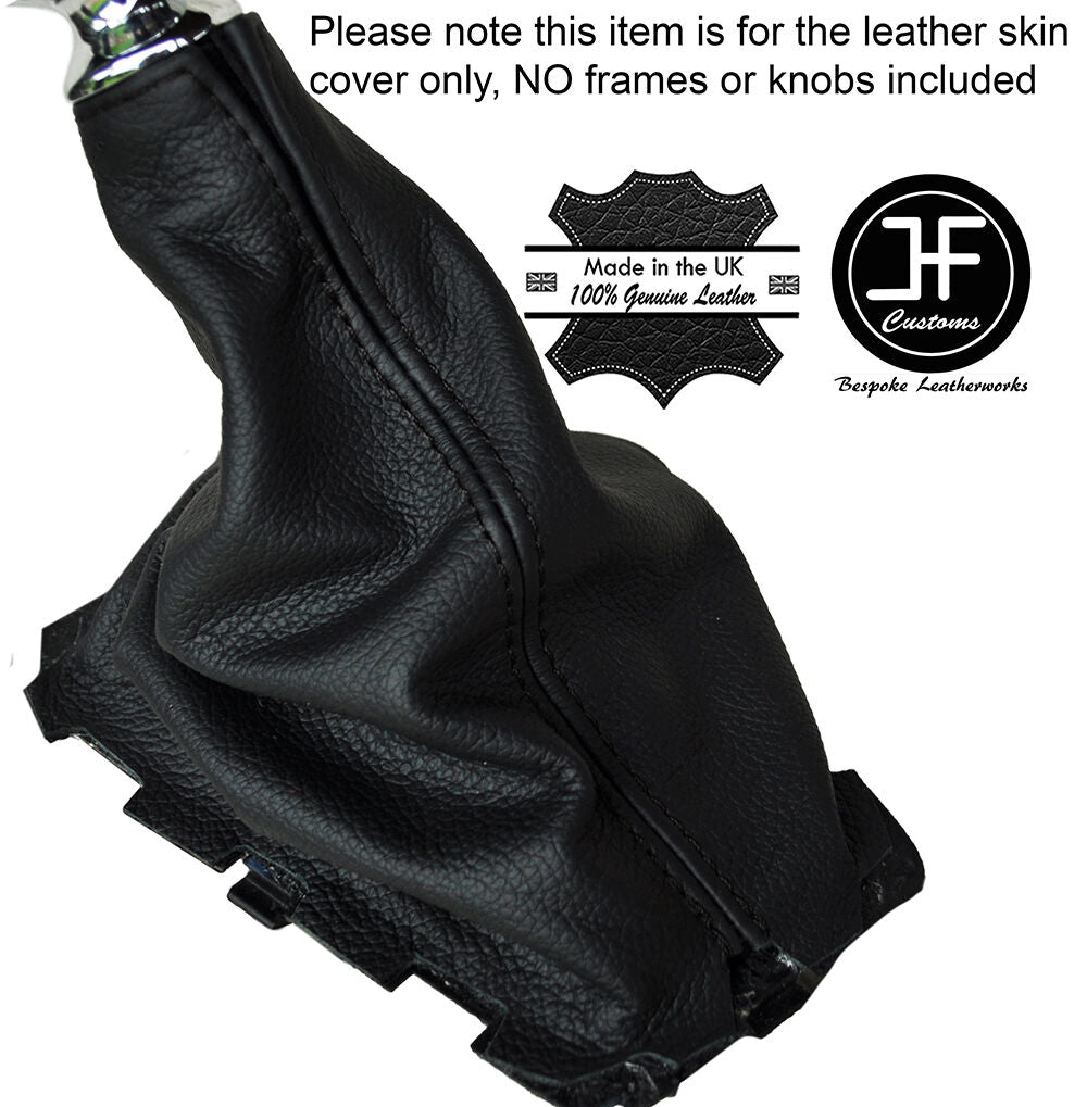 BLACK STITCHING MANUAL LEATHER GEAR GAITER FITS DODGE AVENGER 2007-2014