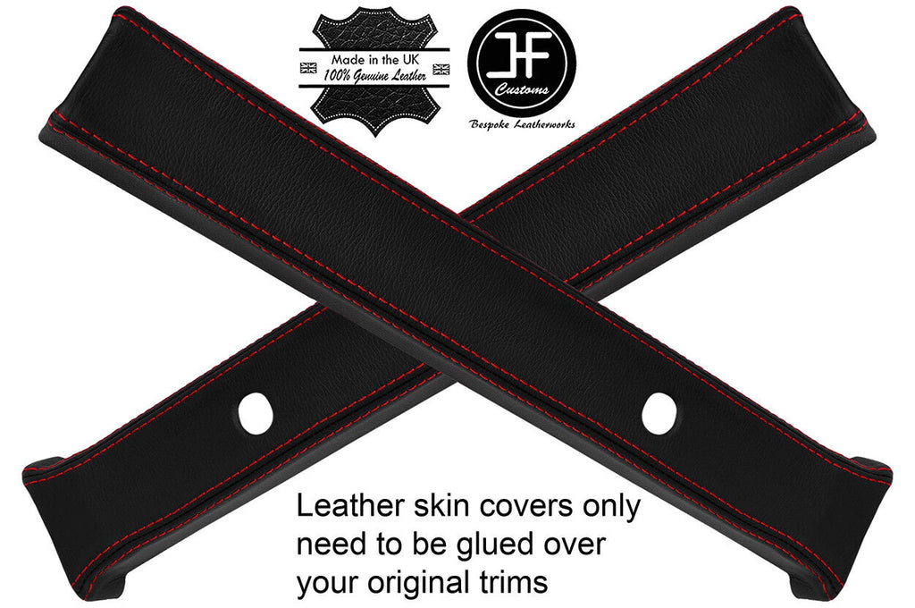 RED STITCH 2X B PILLAR LEATHER COVERS FITS LAND ROVER DEFENDER 110 CSW 83-17