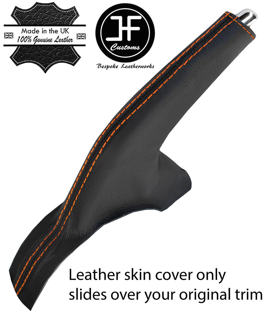 ORANGE STITCH REAL LEATHER HANDBRAKE GAITER FITS NISSAN MICRA K14 2017-2019