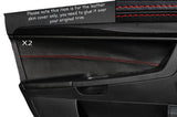 RED STITCH 2X FRONT DOOR CARD TRIM SKIN COVER FITS MITSUBISHI EVO 10 STYLE 2