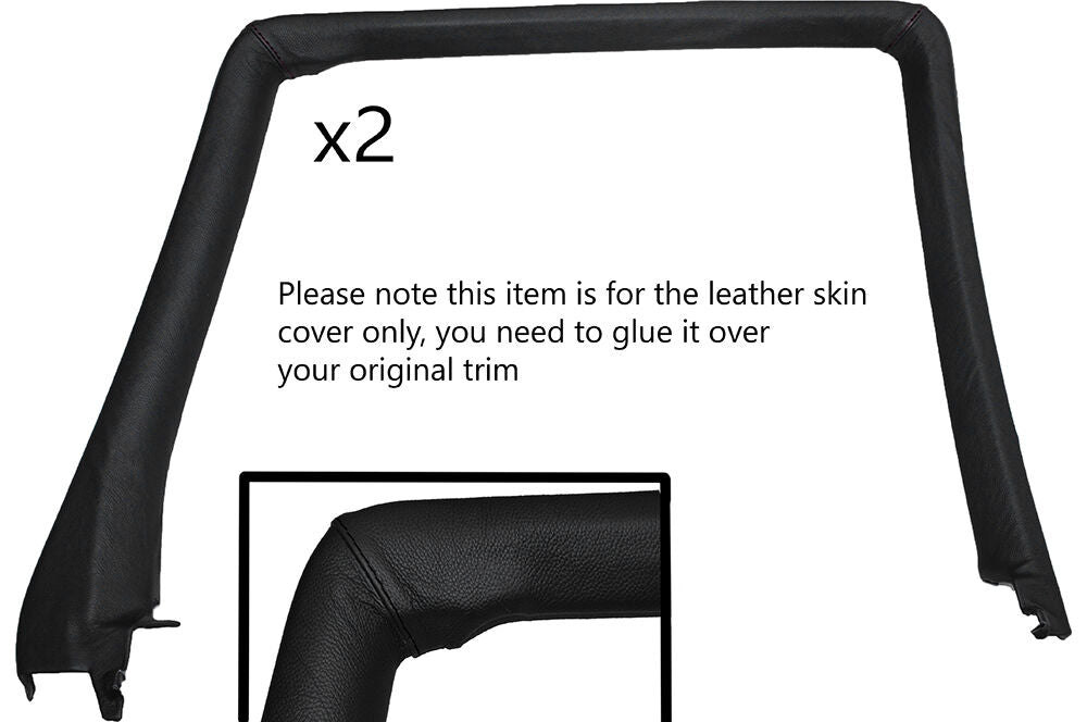 BLACK STITCH 2X REAR WINDOW TRIM SKIN COVERS FITS LAND ROVER FREELANDER 2 06-14