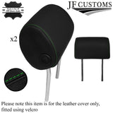 GREEN STITCHING 2X FRONT HEADREST LEATHER COVERS FITS AUDI A3 8P 2004-2012
