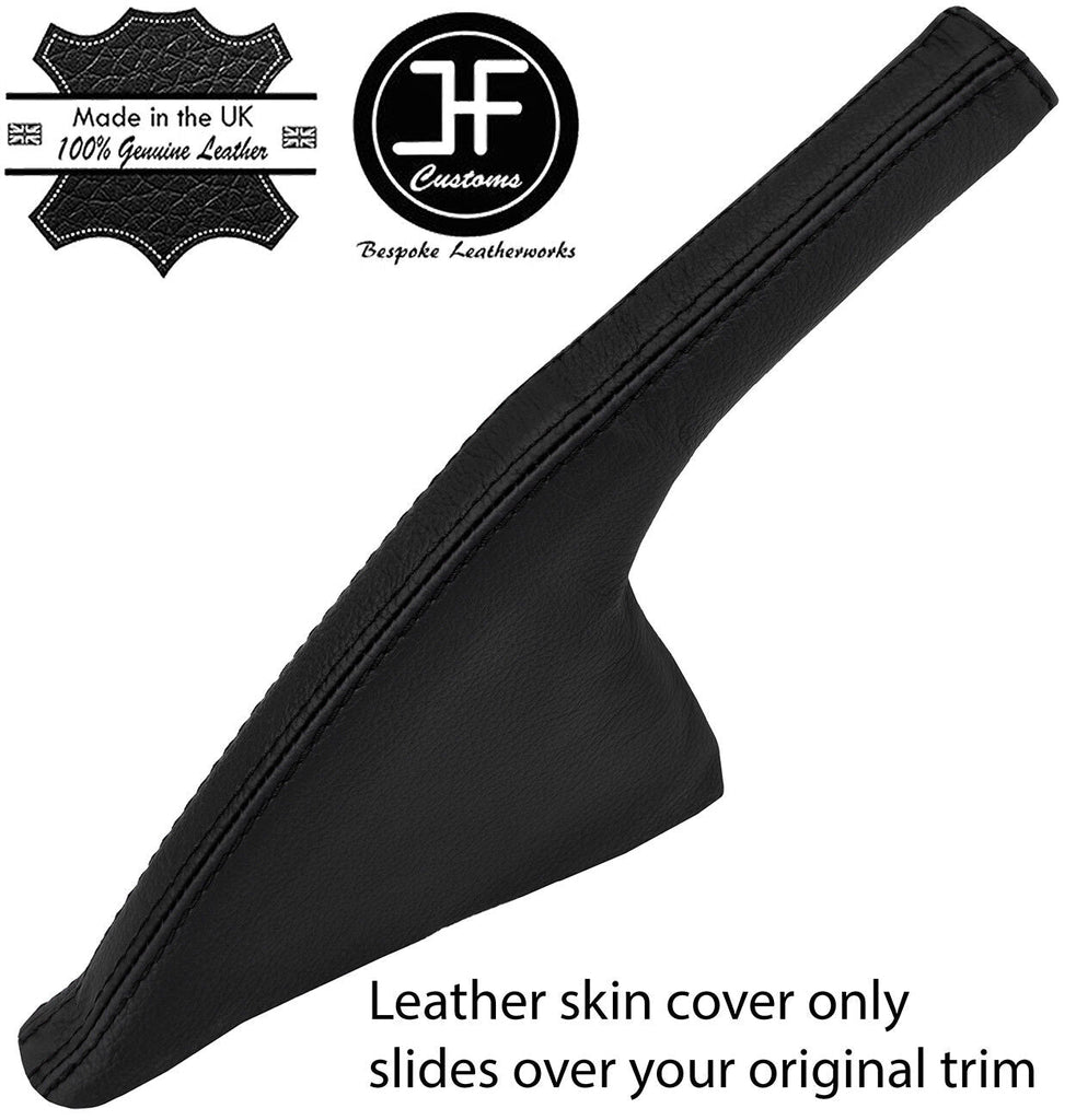 BLACK & BLACK STRIPE  REAL LEATHER HANDBRAKE GAITER FITS SKODA FABIA 2015-2018