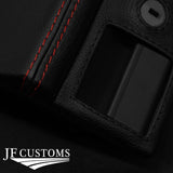 DARK RED STITCH LEATHER GLOVEBOX COVER FITS MERCEDES 190E CUSTOM NEW MADE IN UK