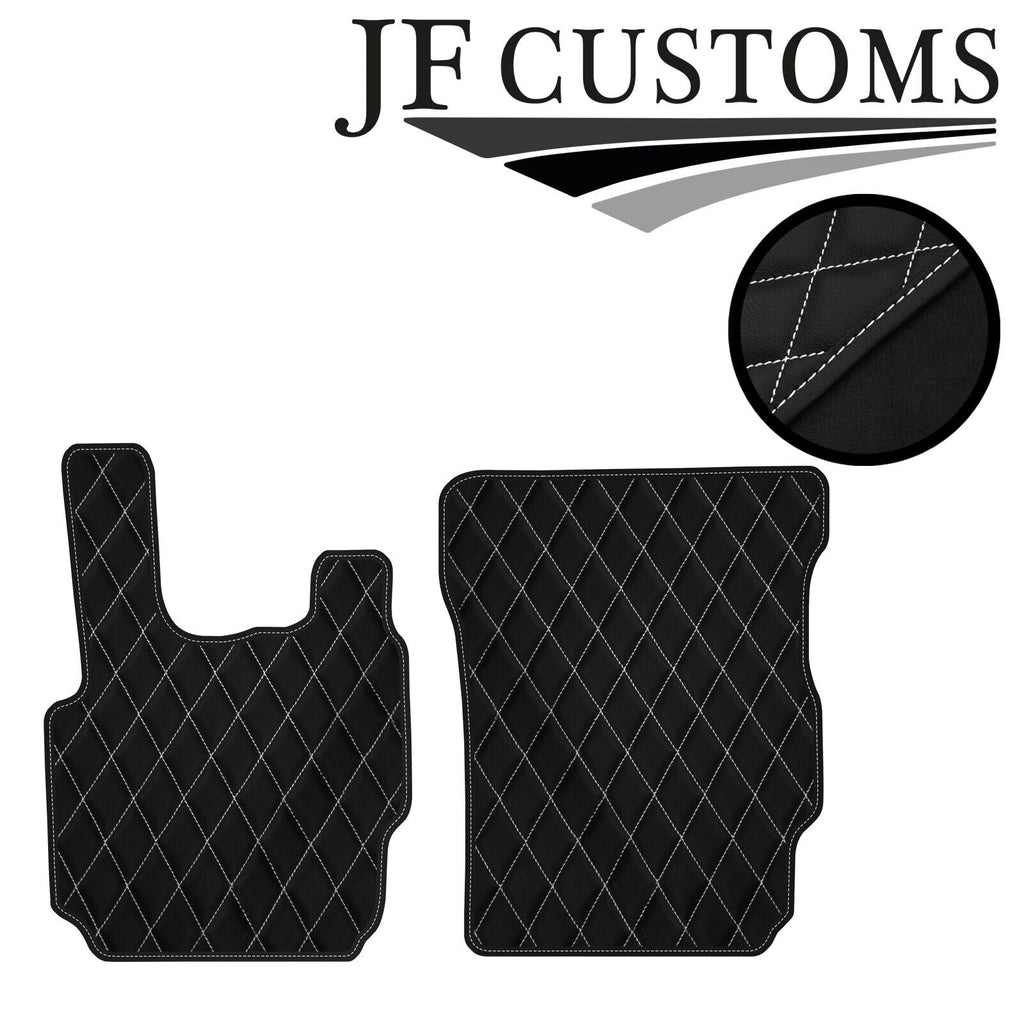 WHITE DIAMOND STITCH VINYL 2X TAILORED FLOOR CARPETS FOR DAF CF 65 75 85 04-08