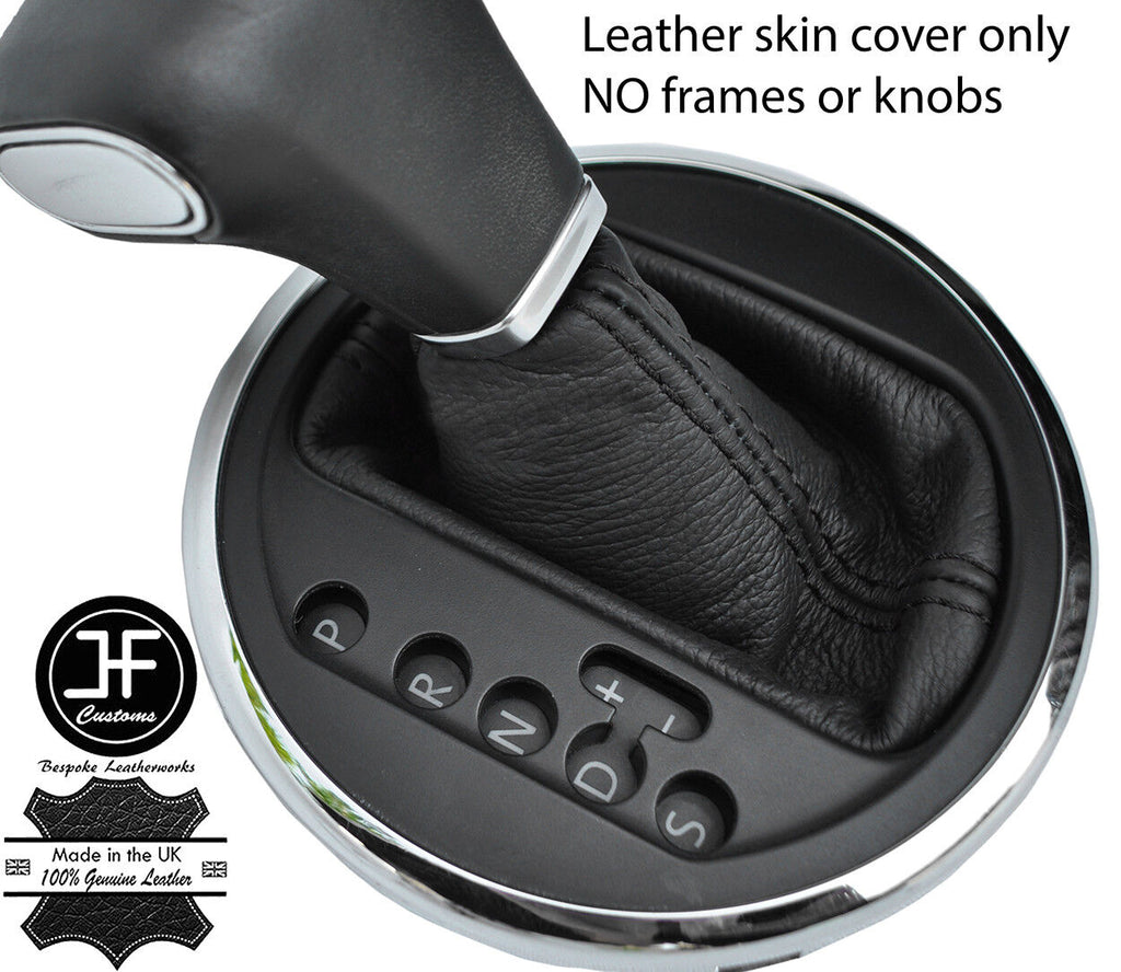 BLACK STITCH AUTO AUTOMATIC LEATHER GEAR GAITER FOR VW T5 TRANSPORTER CARAVELLE