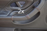 red stitch FITS BMW E38 1994-2001 2X REAR DOOR HANDLE LEATHER COVERS CUSTOM NEW