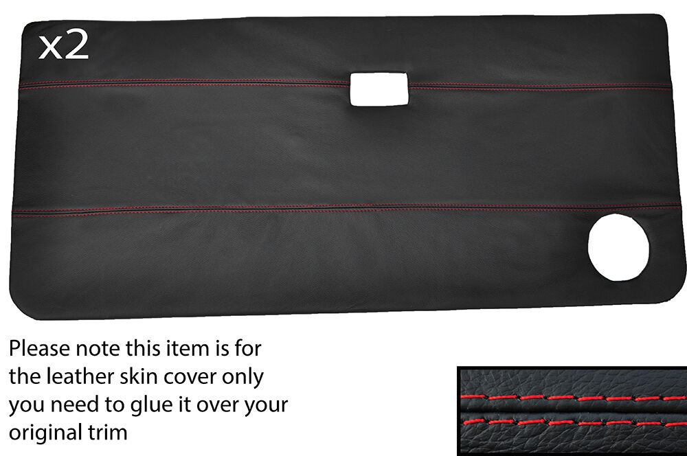 RED STITCH 2X FULL DOOR CARD LEATHER SKIN COVER FITS AUSTIN METRO CUSTOM NEW
