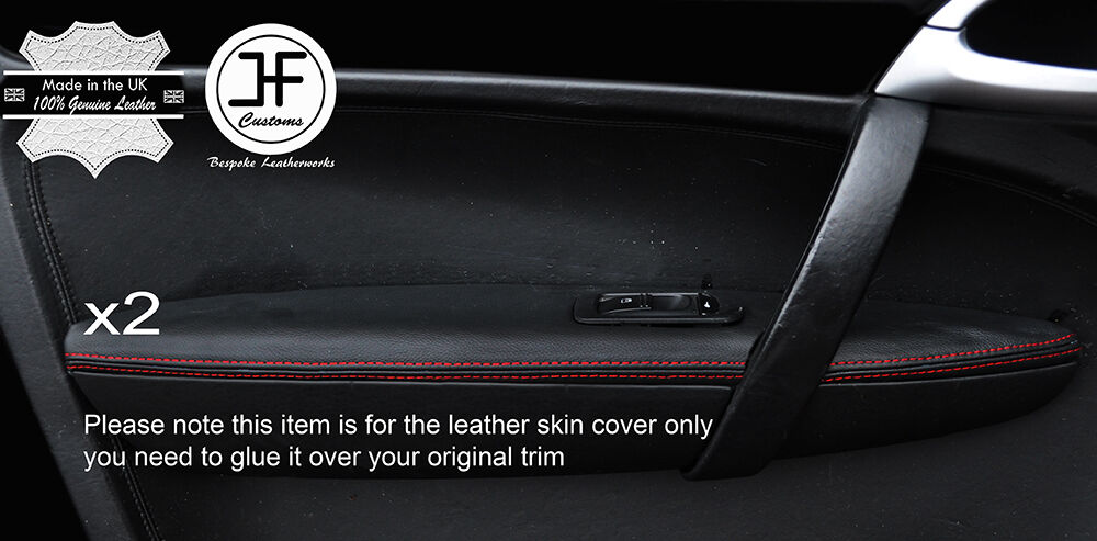 RED STITCH 2X FRONT DOOR ARMREST LEATHER COVERS FITS PORSCHE CAYENNE 955 957