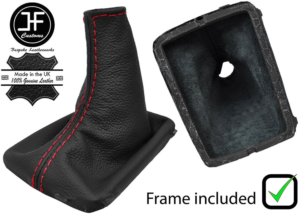 RED STITCH LEATHER GEAR GAITER + PLASTIC FRAME FITS VOLVO V70 XC70 2007-2015