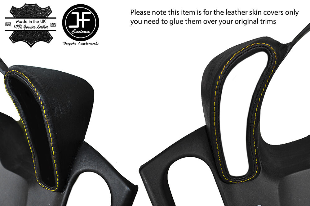 YELLOW STITCH 2X DASH POD LEATHER WRAPS NAPA LEATHER COVERS FITS CORVETTE C6
