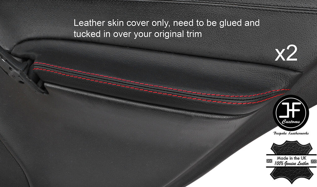RED STITCH 2X REAR DOOR ARMREST COVERS FITS MERCEDES C CLASS W203 2001-2007