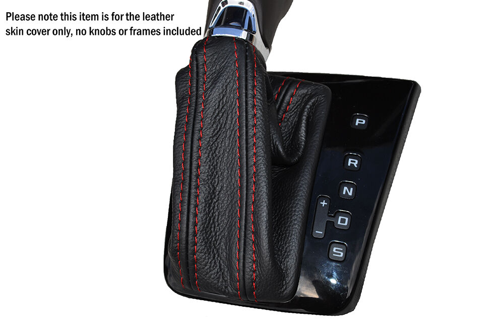 RED STITCH LEATHER AUTO AUTOMATIC DSG GEAR GAITER FITS SKODA SUPERB 2014+