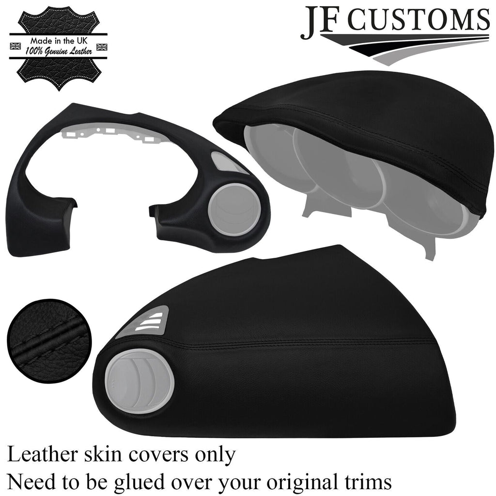 BLACK STITCHING 2X DASH TRIM + SPEEDO HOOD LEATHER COVER FITS MAZDA RX8 03-12