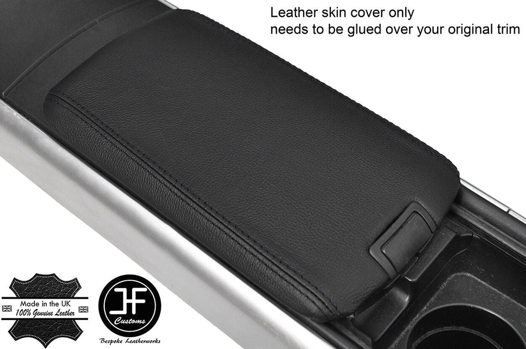 BLACK STITCH TOP GRAIN REAL LEATHER FRONT ARMREST COVER FITS MAZDA RX8 03-12