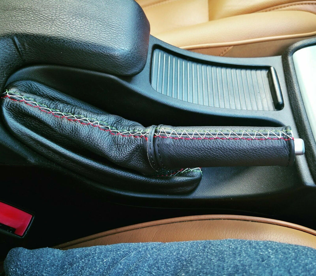ITALIAN STITCHING FITS ALFA ROMEO 159 05-12 LEATHER HANDBRAKE + HANDLE COVER