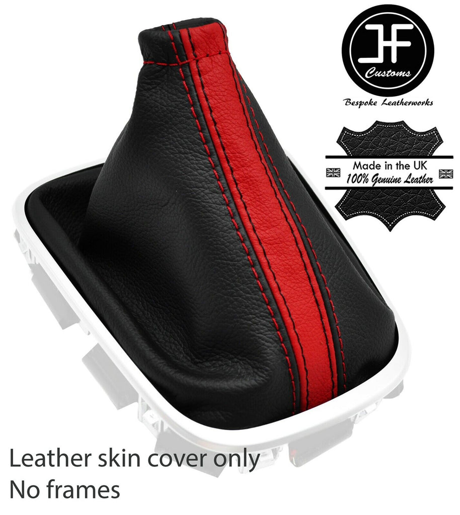 BLACK&RED STRIPE TOP GRAIN LEATHER GEAR GAITER FOR RENAULT KADJAR 2015-2019